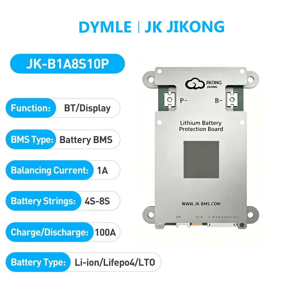 Lithium Battery 12V - JK JIKONG B1A8S10P Smart Active BMS